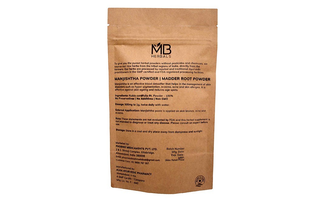 MB Herbals Manjishtha Powder    Pack  100 grams